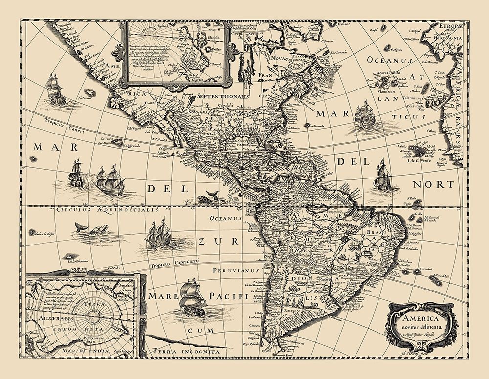 Western Hemisphere - Hondius 1640 art print by Hondius for $57.95 CAD