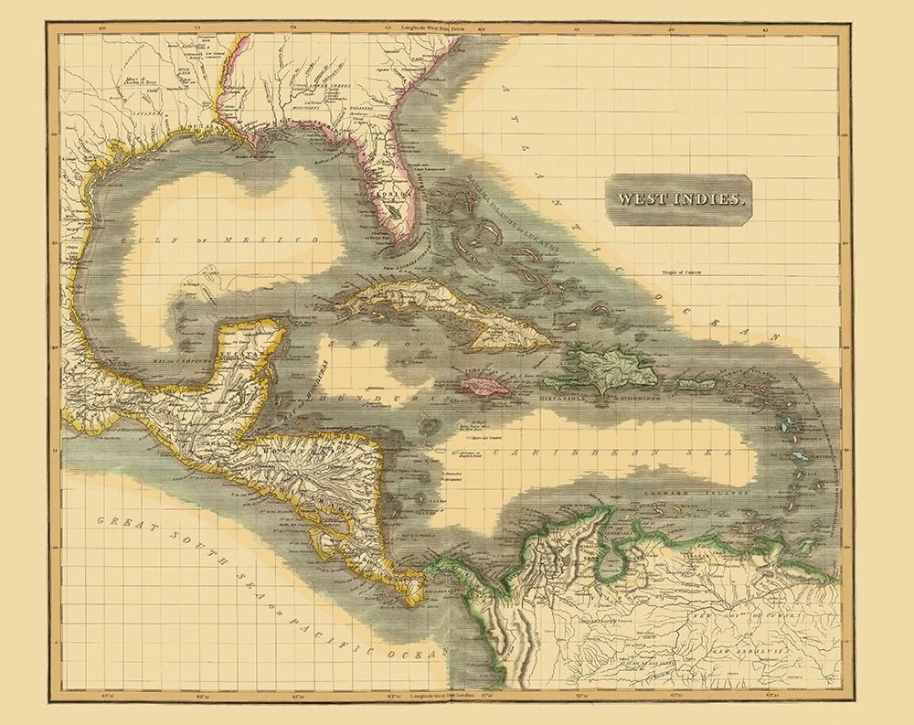 West Indies Caribbean - Thomson 1814 art print by Thomson for $57.95 CAD