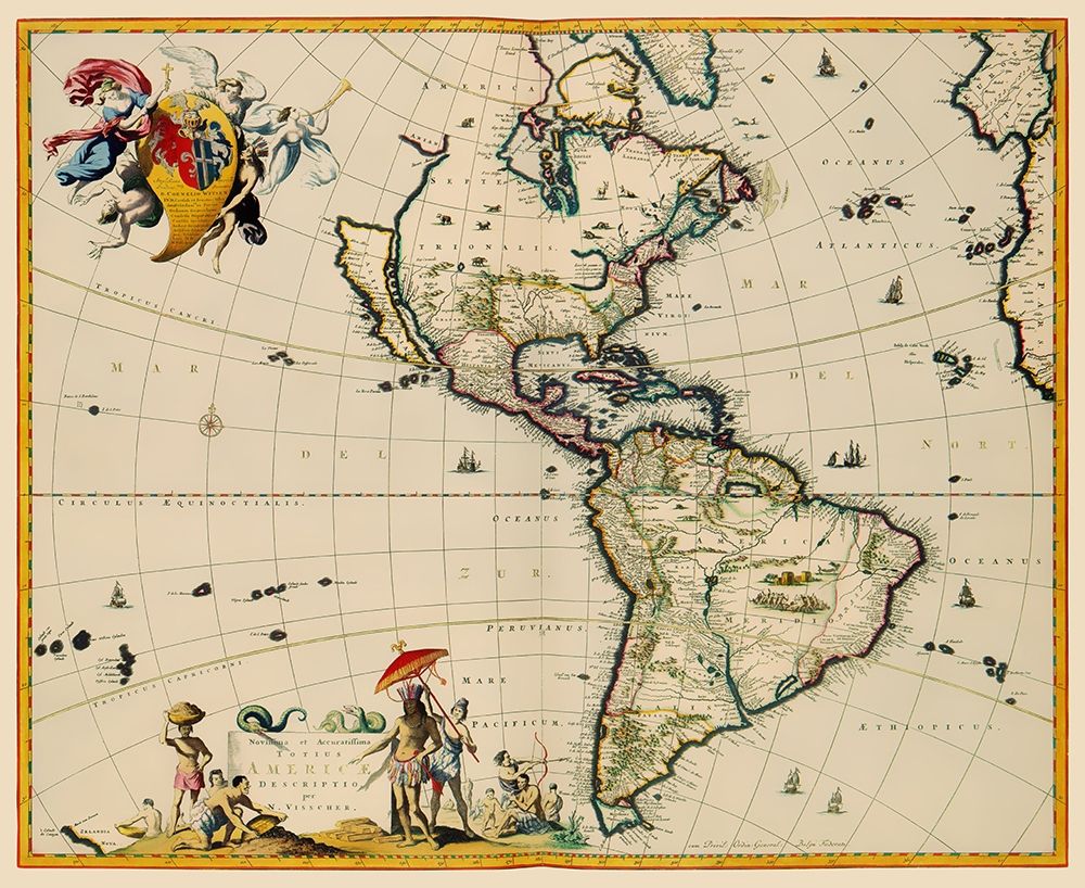 Western Hemisphere - Visscher 1681 art print by Visscher for $57.95 CAD