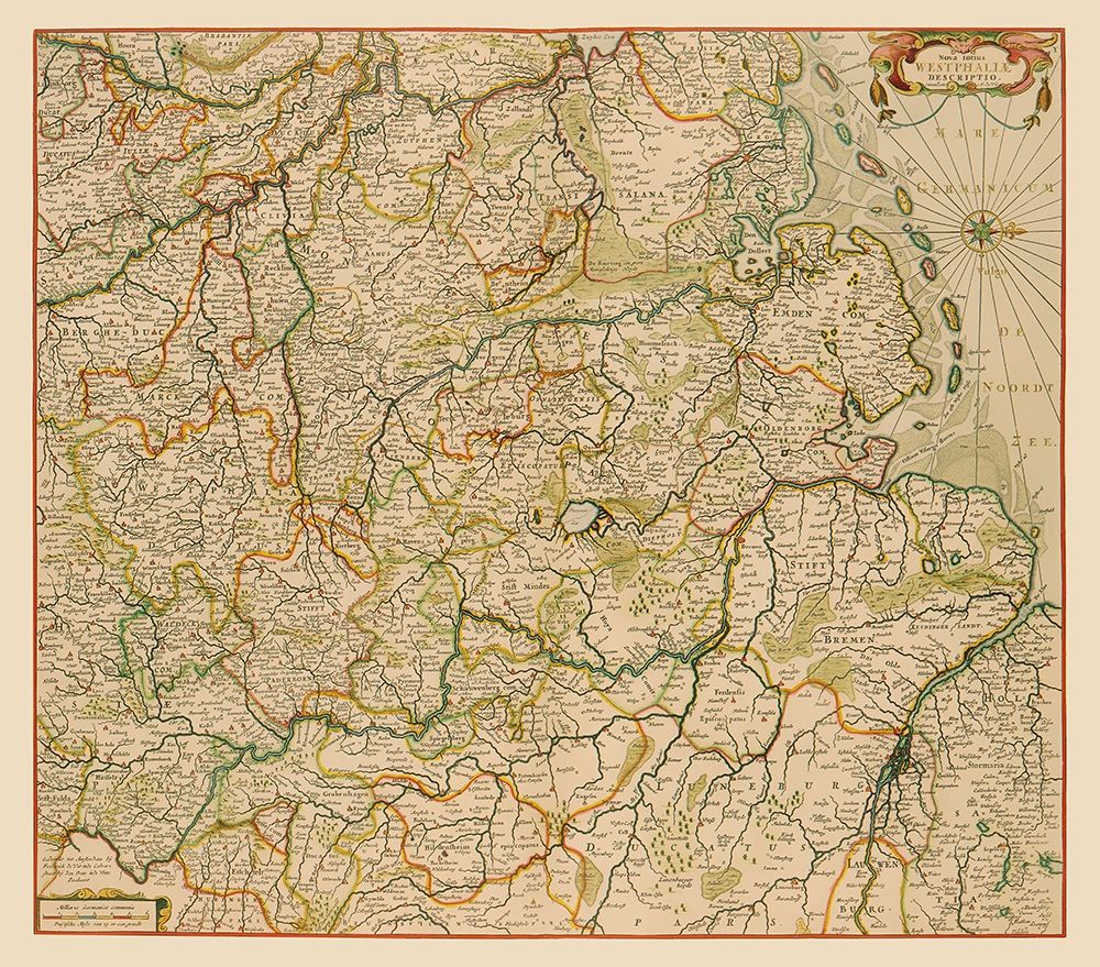 Westphalia Region Germany - De Wit 1688 art print by De Wit for $57.95 CAD