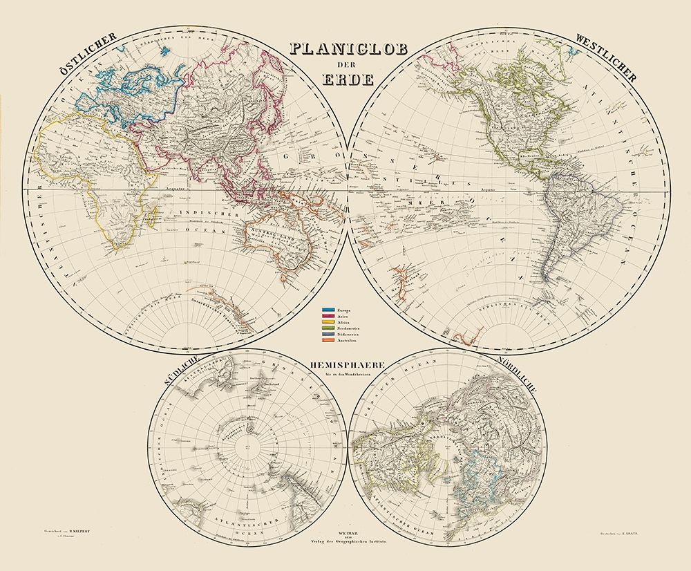 World Hemispheres - Weimer 1856 art print by Weimer for $57.95 CAD