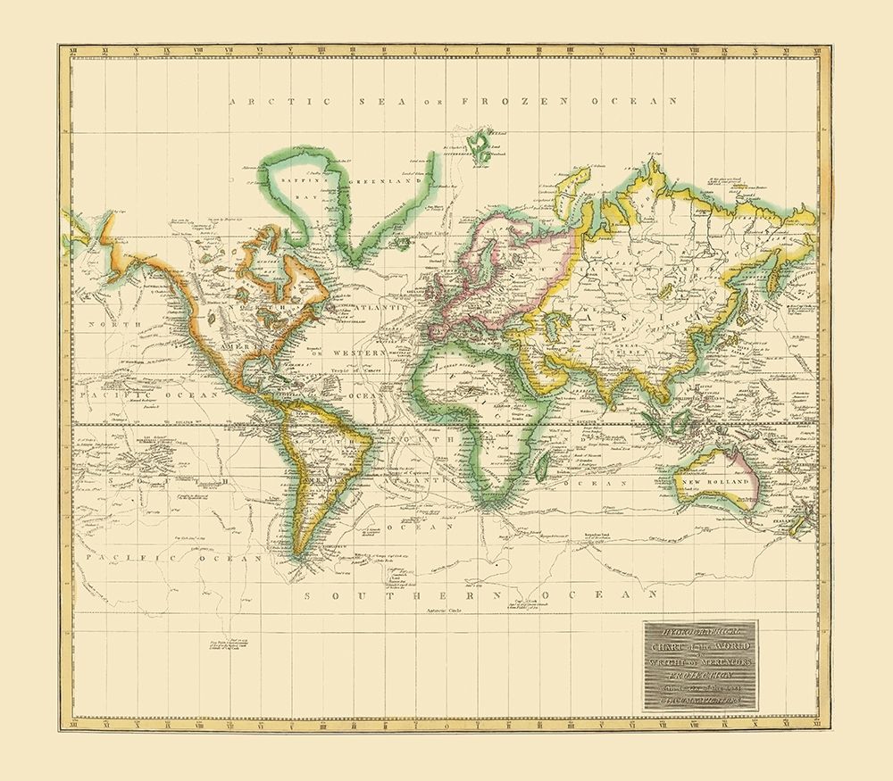 World Hydrographical Chart - Thomson 1814 art print by Thomson for $57.95 CAD