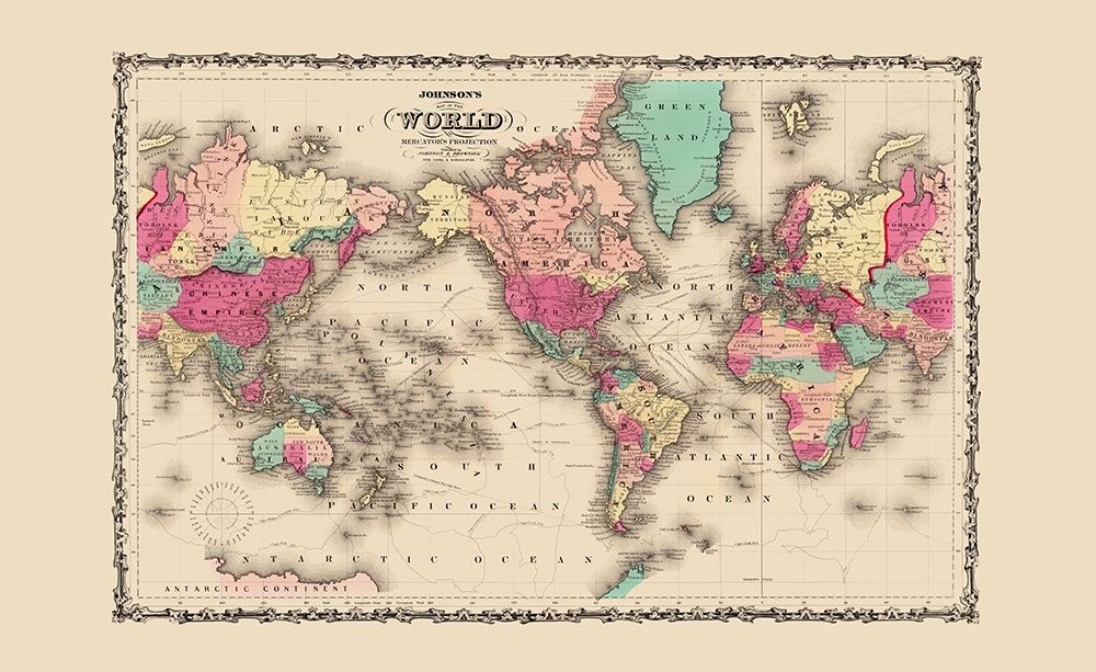 Mercator Projection - Johnson 1860 art print by Johnson for $57.95 CAD