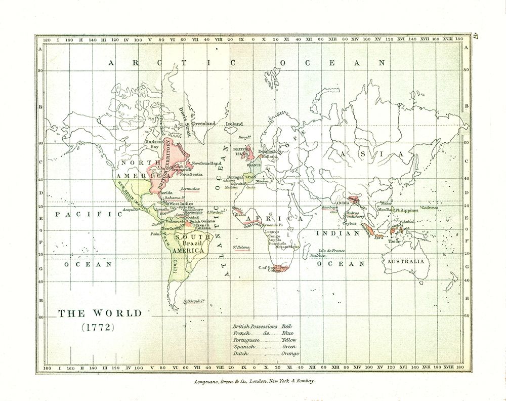 World in 1772 - Gardiner 1902 art print by Gardiner for $57.95 CAD