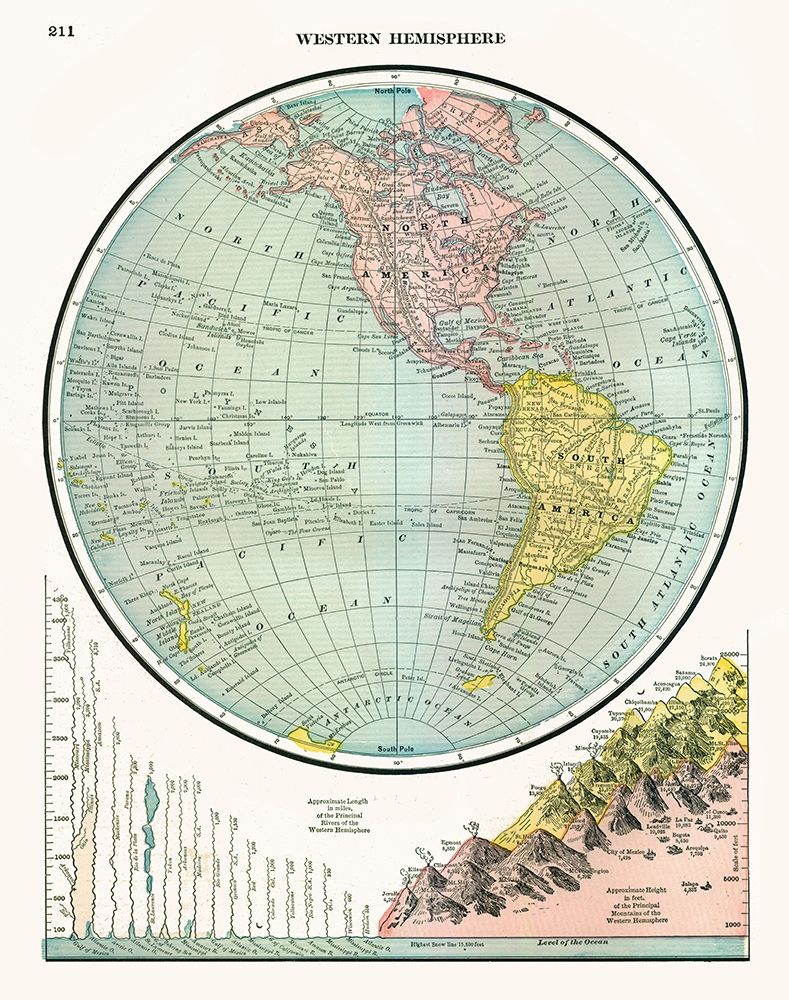 Western Hemisphere - Johnson 1888 art print by Johnson for $57.95 CAD