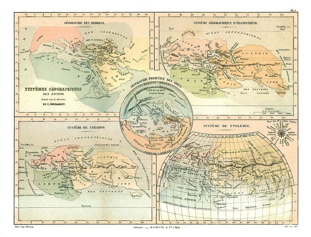 Ancient Geographical Systems - Cortambert 1880 art print by Cortambert for $57.95 CAD