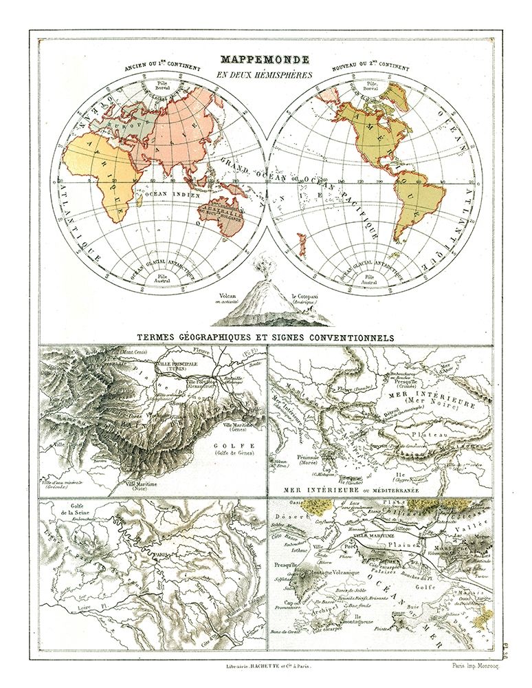 World Hemispheres - Cortambert 1880 art print by Cortambert for $57.95 CAD