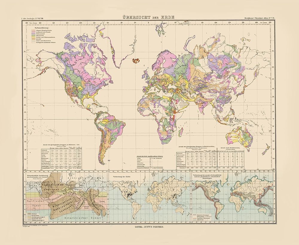 Overview of World - Perthes 1892 art print by Perthes for $57.95 CAD