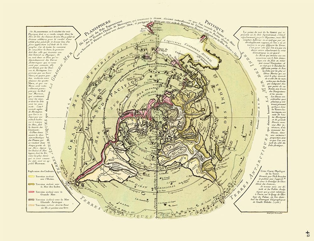 World Planisphere Physical - De Lisle 1756 art print by De L isle for $57.95 CAD