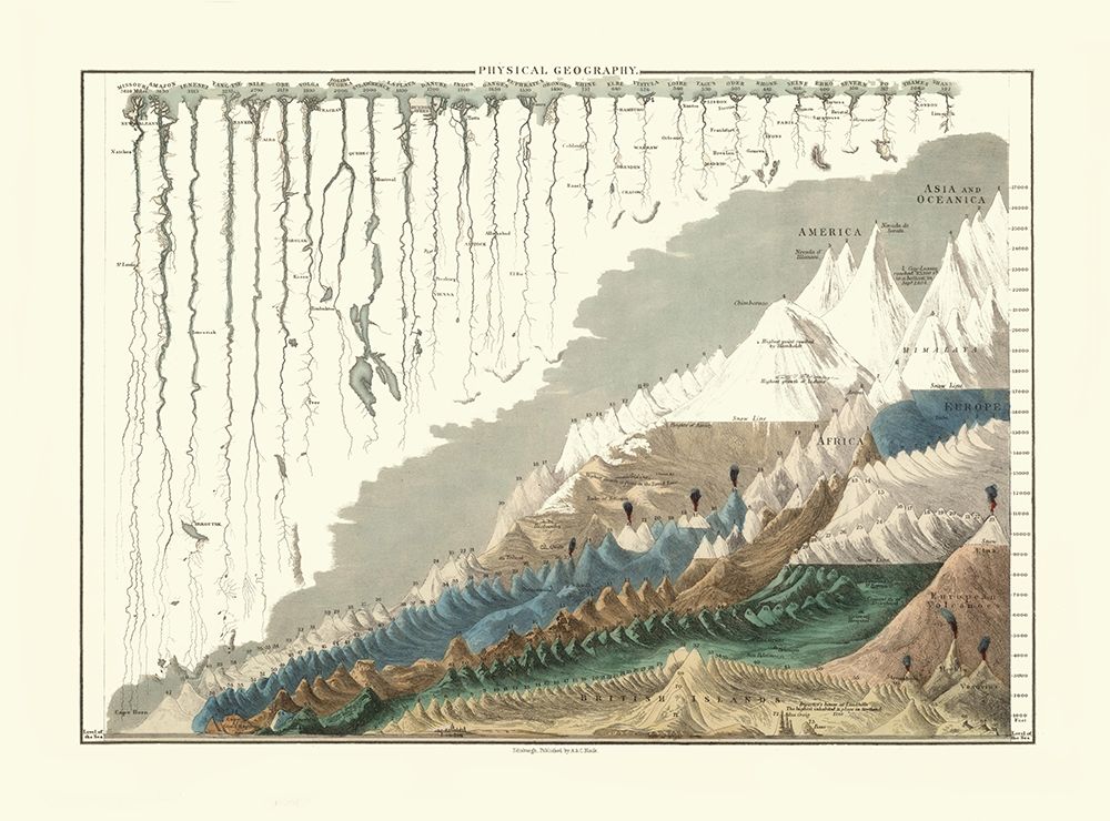 Physical Geography World - Black art print by Black for $57.95 CAD