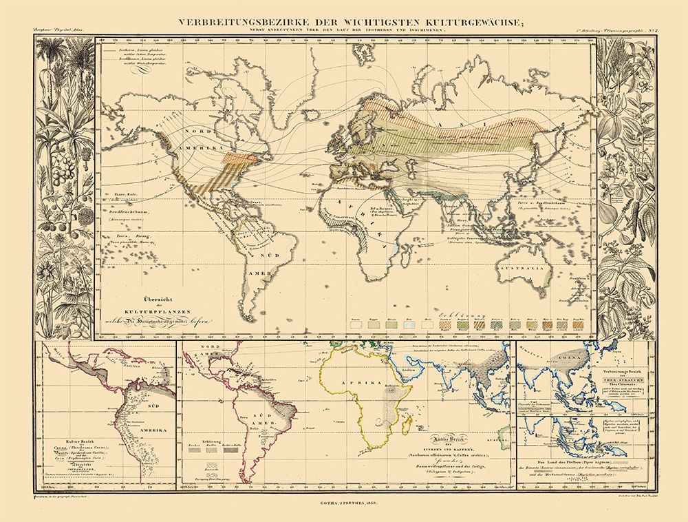World Main Crops - Perthes 1859 art print by Perthes for $57.95 CAD