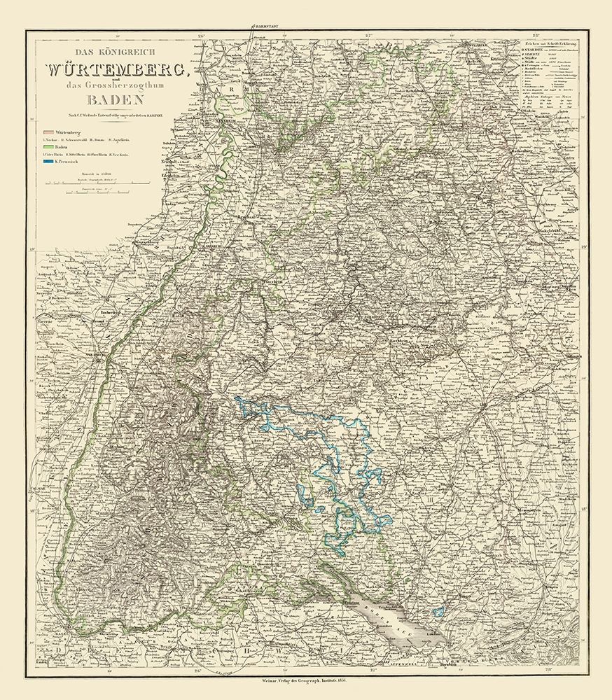 Wurtemberg Germany - Weiland 1856 art print by Weiland for $57.95 CAD