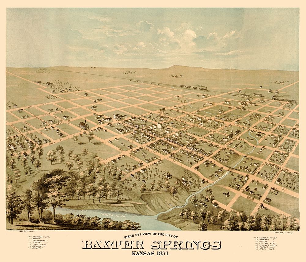 Baxter Springs Kansas - Glover 1871  art print by Glover for $57.95 CAD