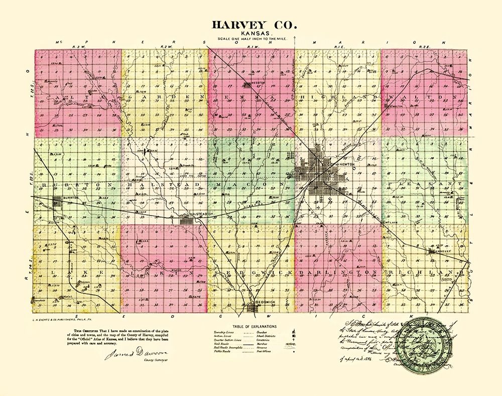Harvey Kansas - Everts 1887 art print by Everts for $57.95 CAD