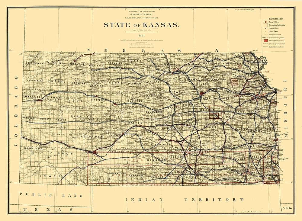 Kansas - Strum 1884  art print by Strum for $57.95 CAD