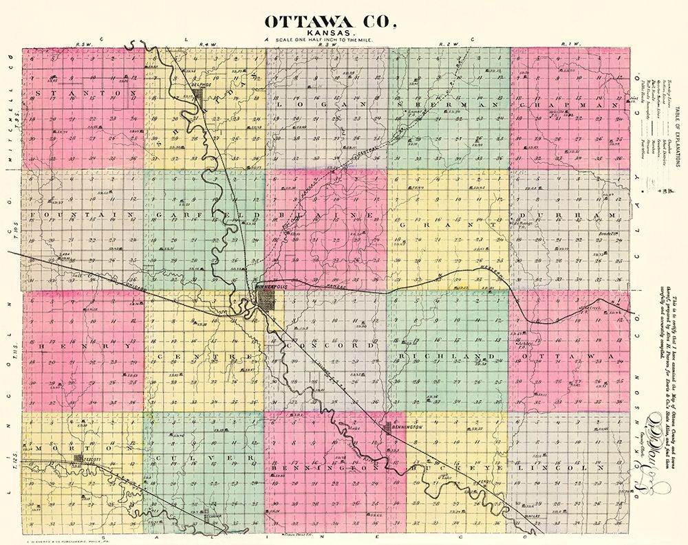 Ottawa Kansas - Everts 1887 art print by Everts for $57.95 CAD