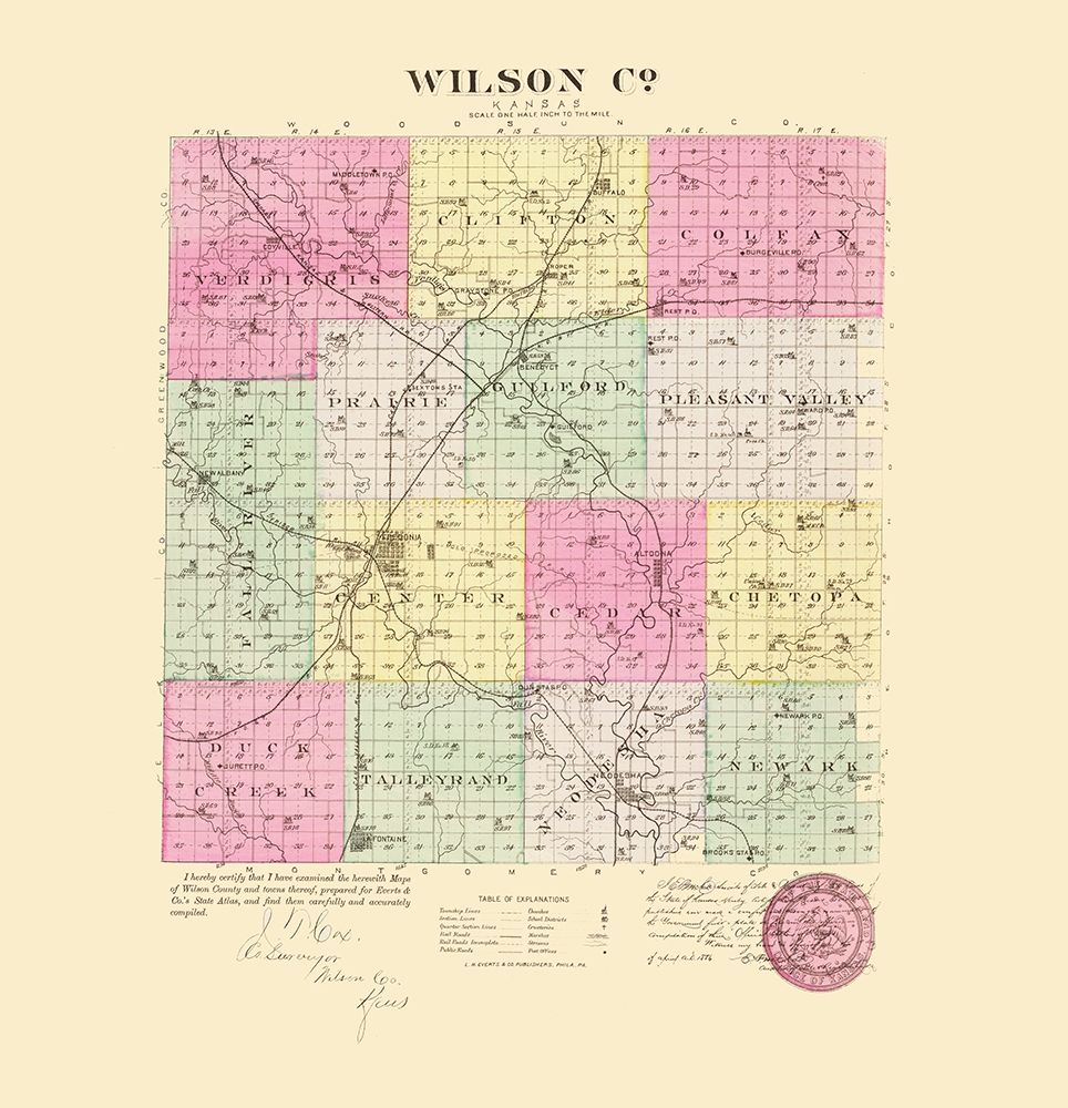 Wilson Kansas - Everts 1887 art print by Everts for $57.95 CAD