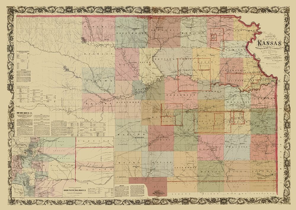 Kansas Projected Railroads - Keelerge 1867 art print by Keelerge for $57.95 CAD