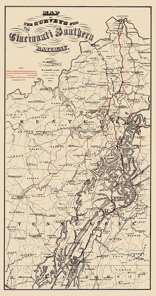 Cincinnati Southern Railway - Strobridge 1873 art print by Strobridge for $57.95 CAD