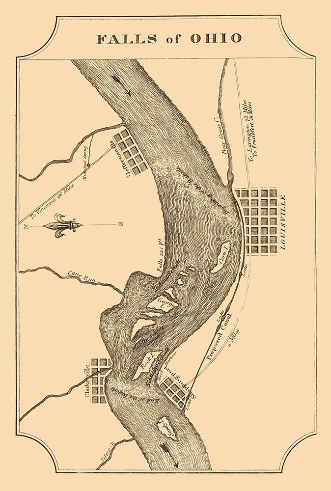 Ohio River Falls - Melish 1812 art print by Melish for $57.95 CAD