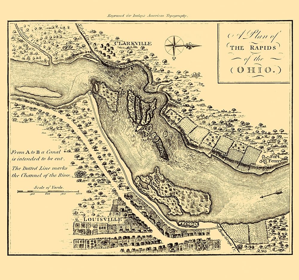 Ohio River Rapids - Debrett 1797 art print by Debrett for $57.95 CAD