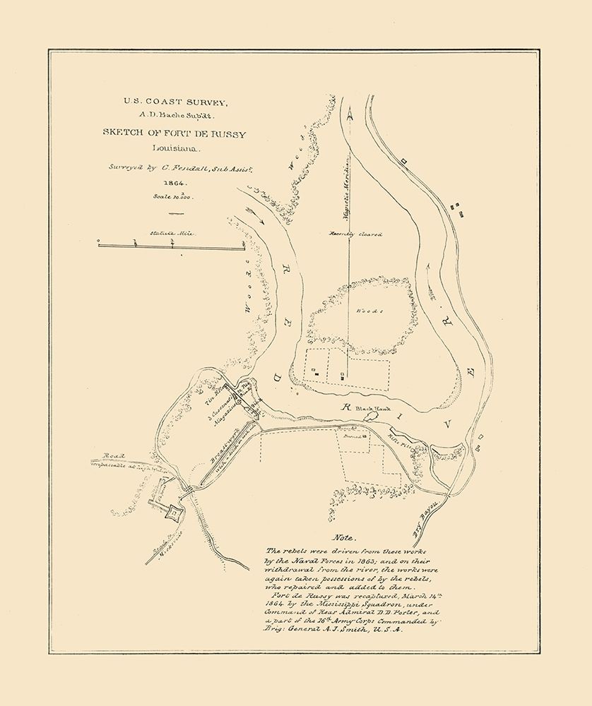 Fort De Russy Louisiana - Bache 1864  art print by Bache for $57.95 CAD