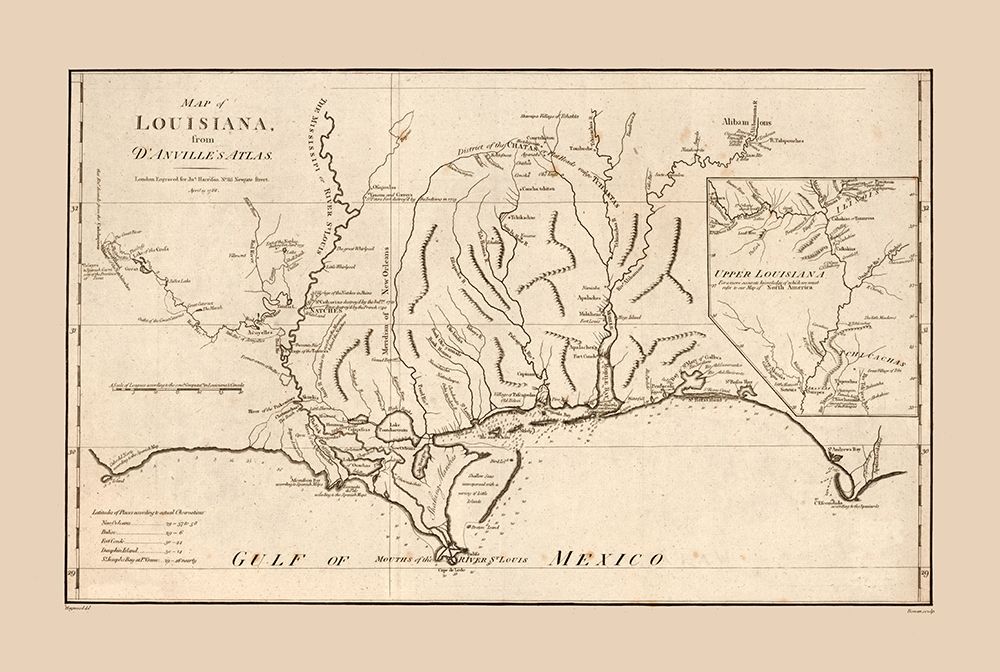 Louisiana - DAnville 1788 art print by D Anville for $57.95 CAD