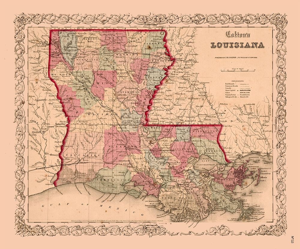 Louisiana - Colton 1855  art print by Colton for $57.95 CAD