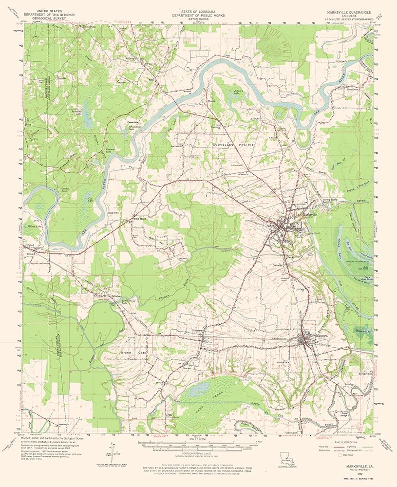 Marksville Louisiana Quad - USGS 1962 art print by USGS for $57.95 CAD