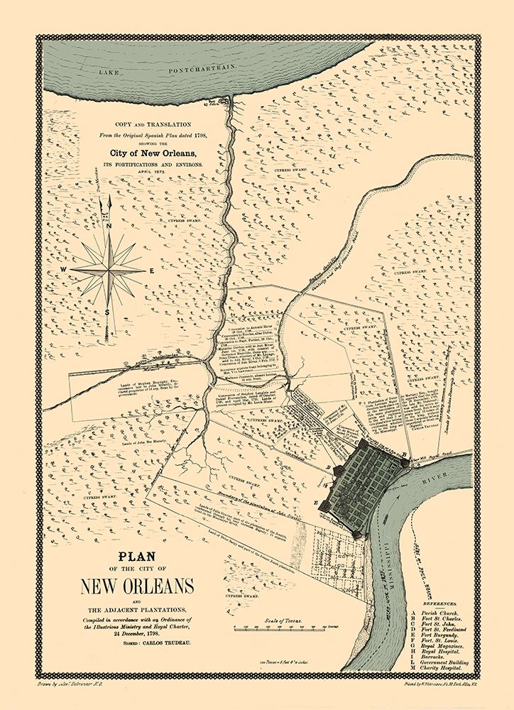 New Orleans Louisiana Fortifications - Trudeau 1798  art print by Trudeau for $57.95 CAD