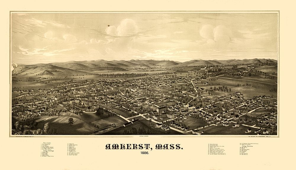 Amherst Massachusetts - Burleigh 1886  art print by Burleigh for $57.95 CAD
