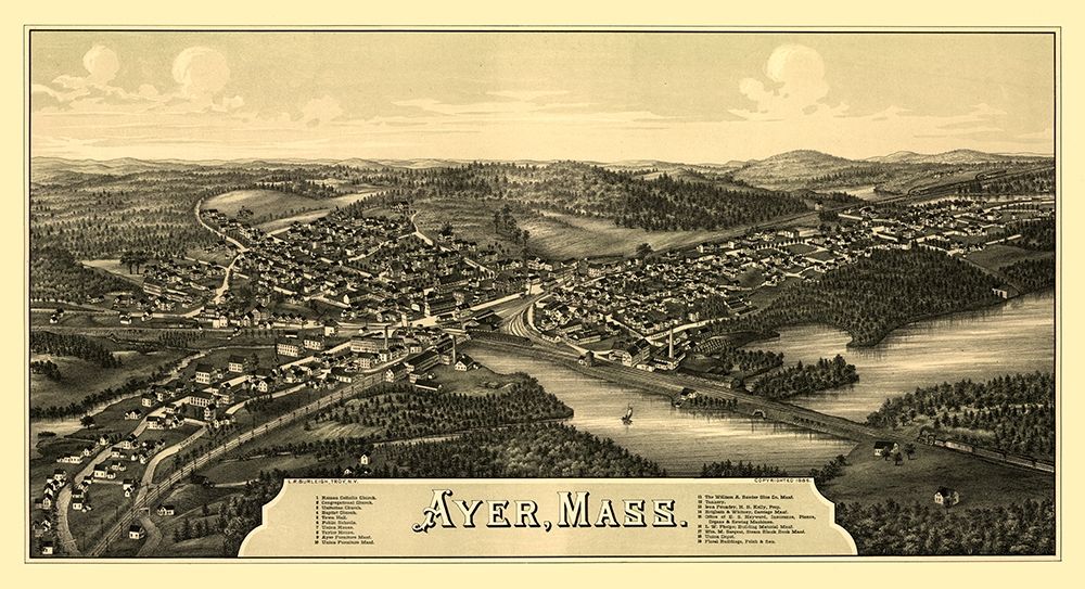 Ayer Massachusetts - Burleigh 1886  art print by Burleigh for $57.95 CAD