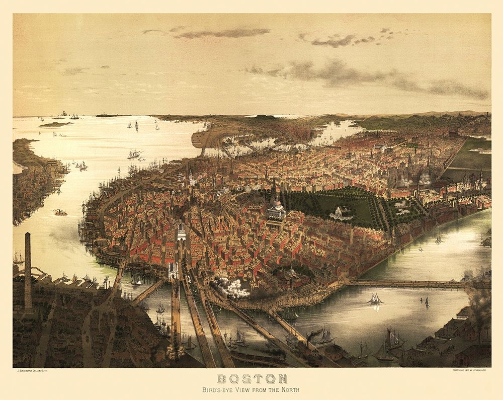 Boston Massachusetts - Prang 1877 art print by Prang for $57.95 CAD