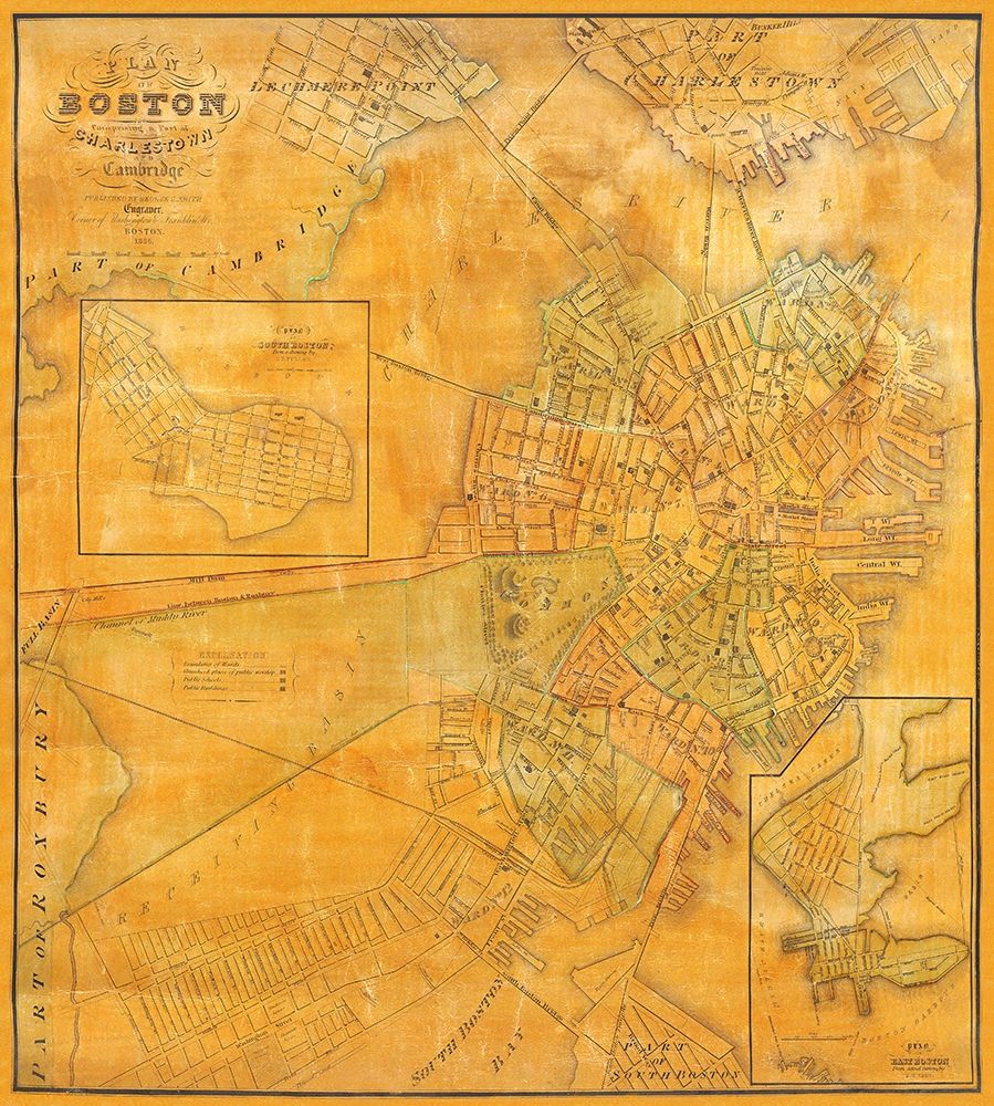 Boston, Charlestown, Cambridge Massachusetts art print by Smith for $57.95 CAD