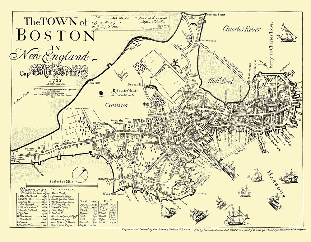 Boston Massachusetts - Derving 1722 art print by Derving for $57.95 CAD