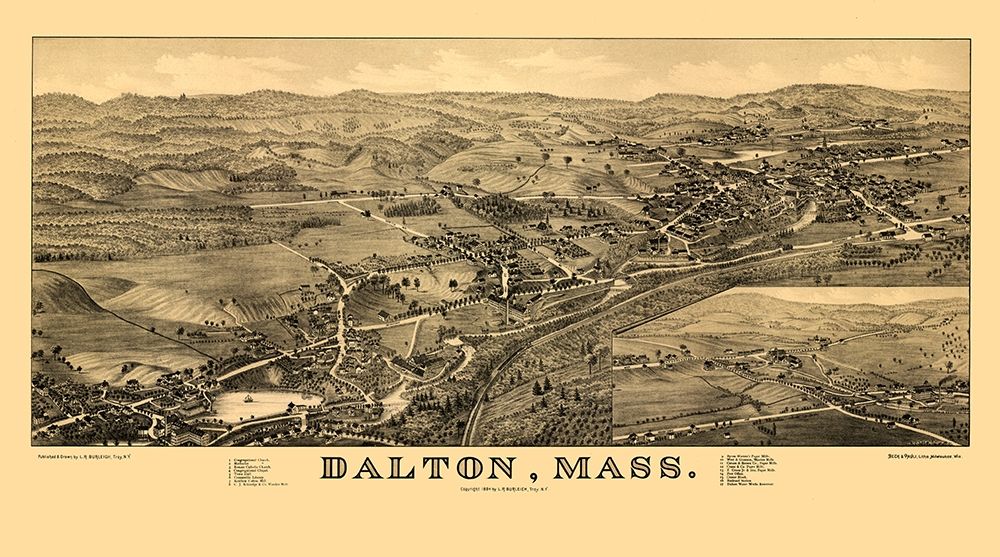 Dalton Massachusetts - Burleigh 1884  art print by Burleigh for $57.95 CAD