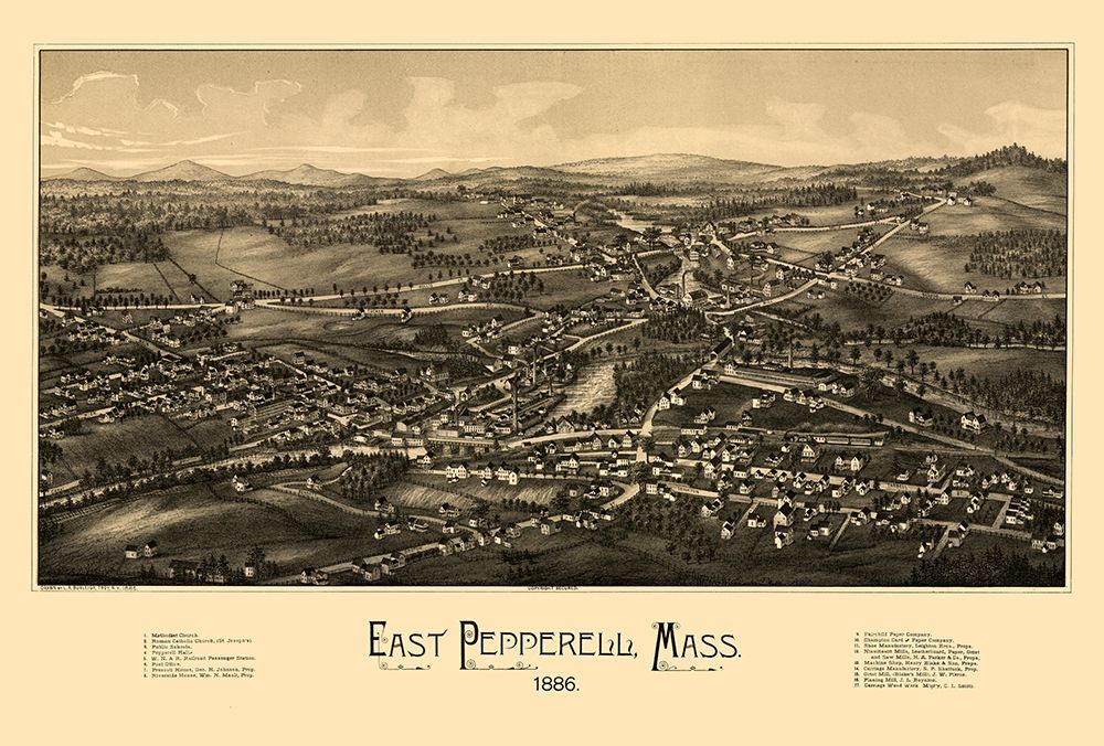 East Pepperell Massachusetts - Burleigh 1886  art print by Burleigh for $57.95 CAD