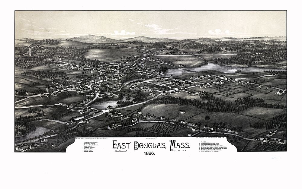 East Douglas Massachusetts - Burleigh 1886  art print by Burleigh for $57.95 CAD
