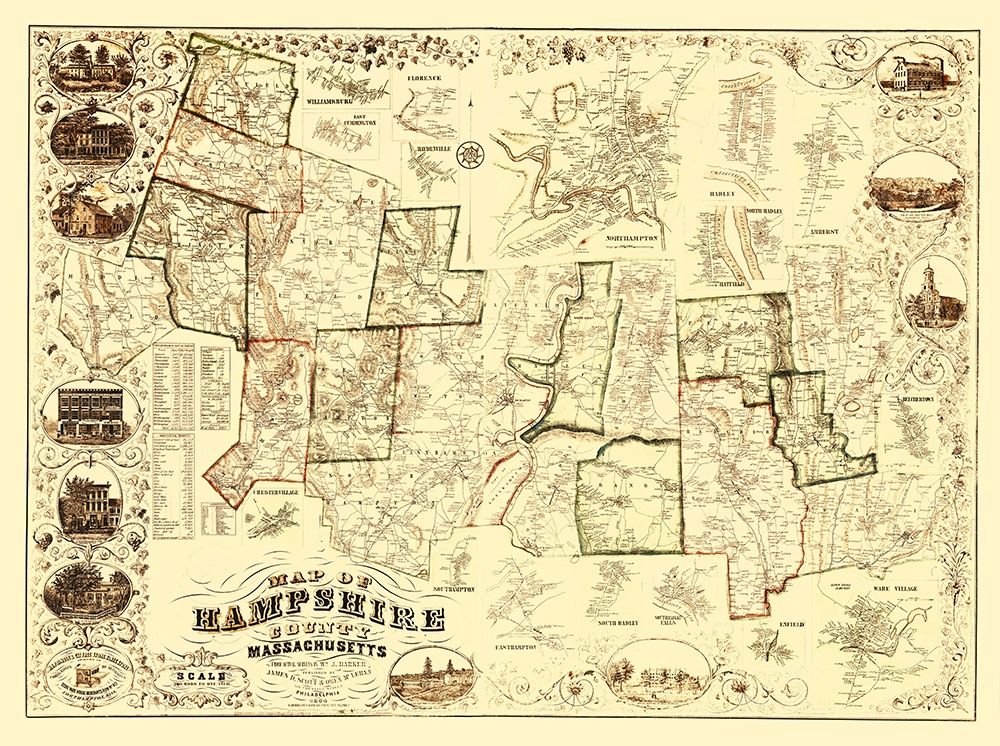 Hampshire Massachusetts - Barker 1854 art print by Barker for $57.95 CAD