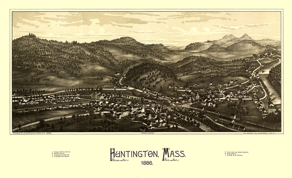 Huntington Massachusetts - Burleigh 1886  art print by Burleigh for $57.95 CAD
