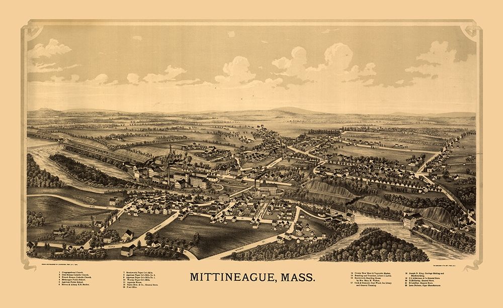 Mittineague Massachusetts - Burleigh 1889  art print by Burleigh for $57.95 CAD