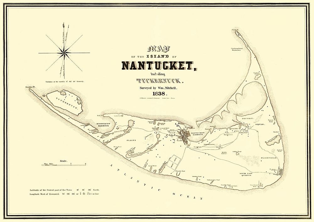 Nantucket Island Massachusetts - Bouve 1838 art print by Bouve for $57.95 CAD