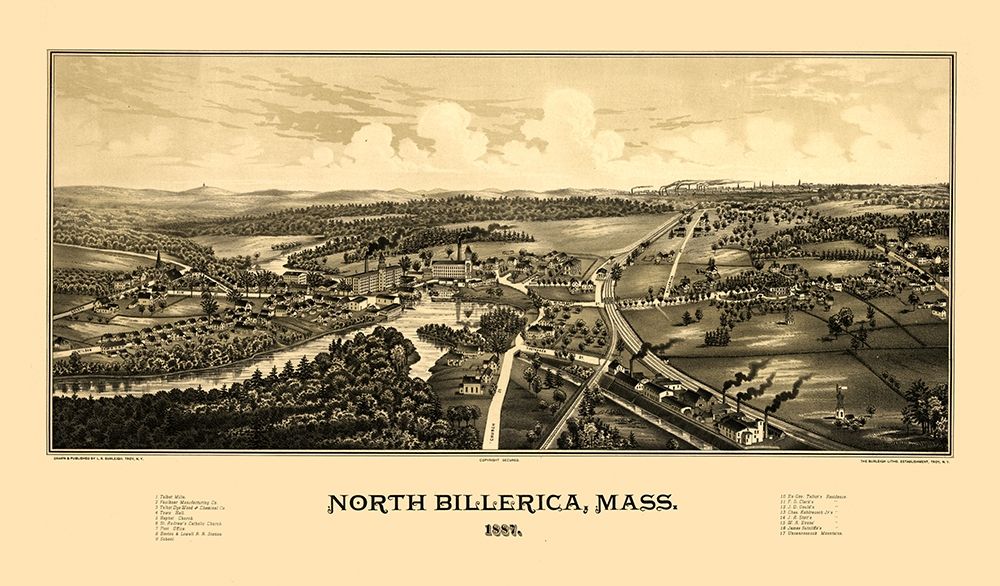North Billerica Massachusetts - Burleigh 1887  art print by Burleigh for $57.95 CAD