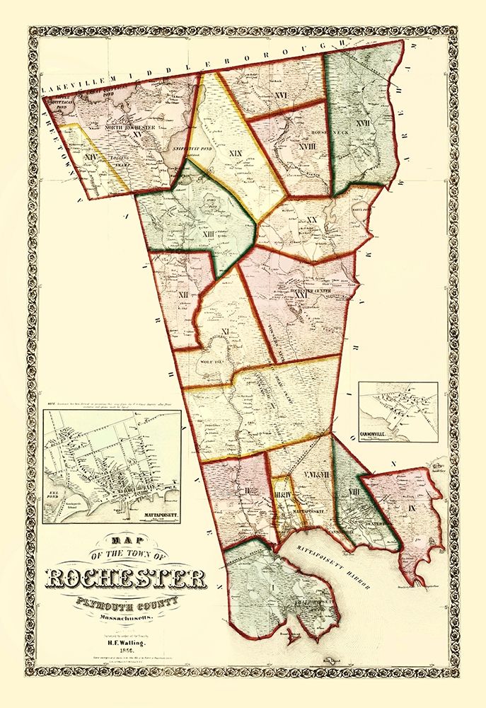 Rochester Massachusetts - Walling 1856 art print by Walling for $57.95 CAD