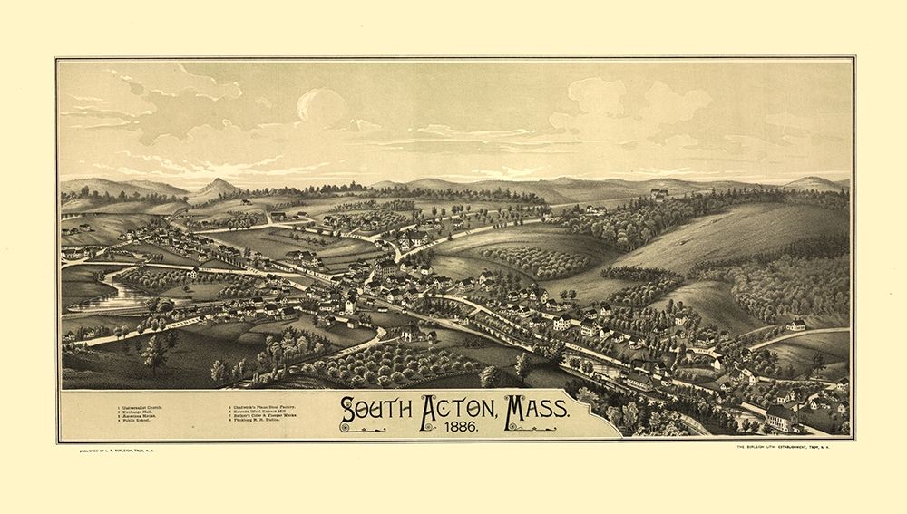 South Acton Massachusetts - Burleigh 1886  art print by Burleigh for $57.95 CAD