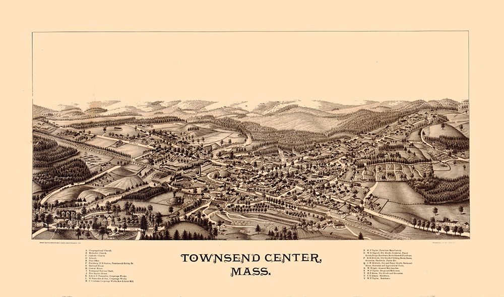 Townsend Massachusetts - Burleigh 1889  art print by Burleigh for $57.95 CAD