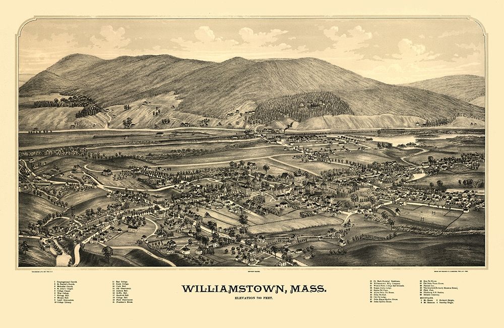 Williamstown Massachusetts - Burleigh 1889 art print by Burleigh for $57.95 CAD