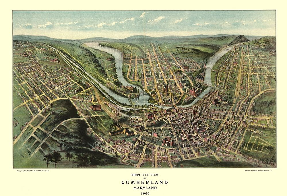 Cumberland Maryland - Fowler 1906 art print by Fowler for $57.95 CAD