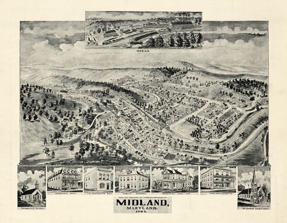 Midland Maryland - Fowler 1905  art print by Fowler for $57.95 CAD