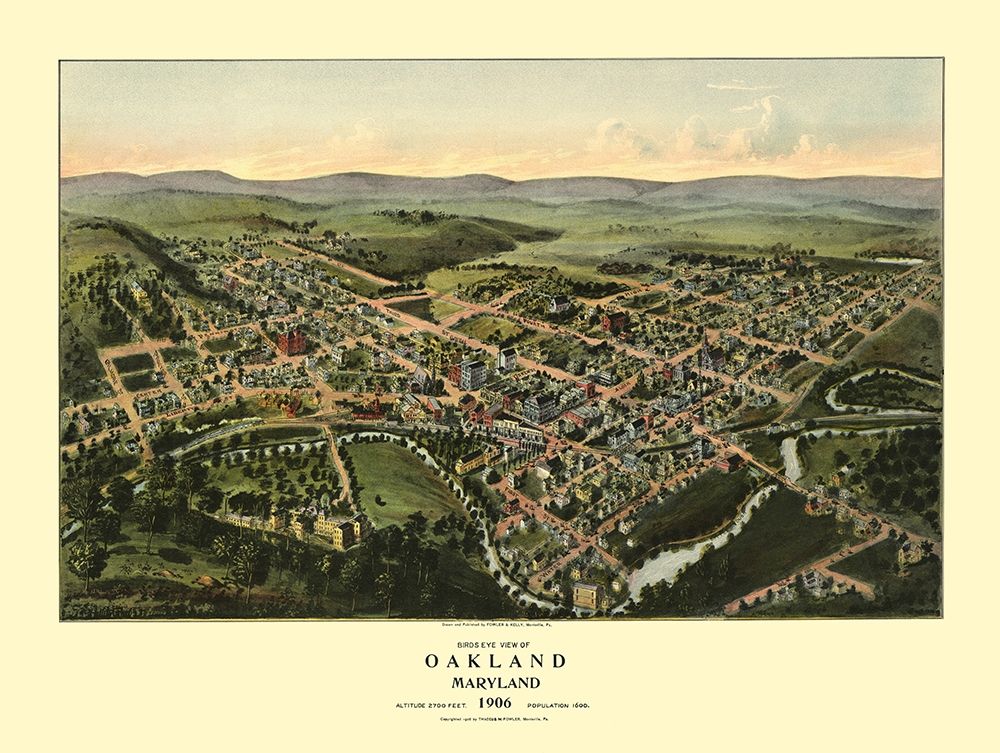 Oakland Maryland - Fowler 1906 art print by Fowler for $57.95 CAD